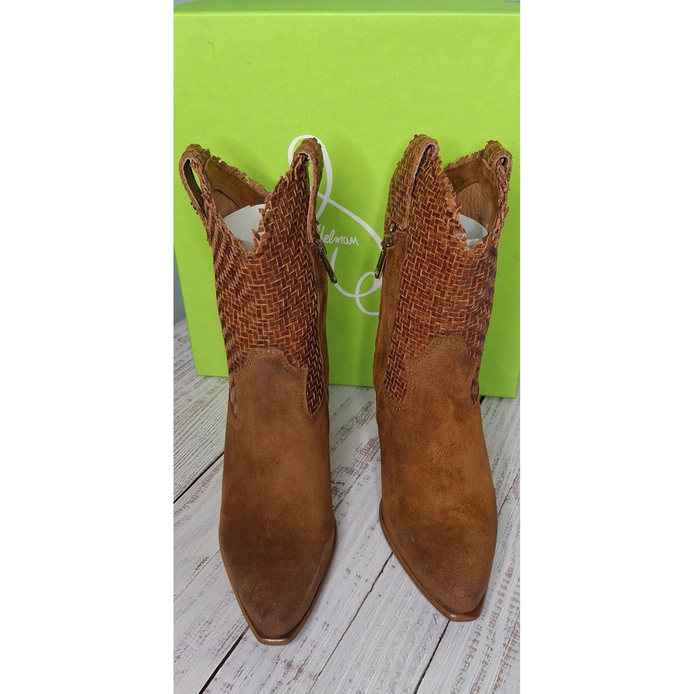 Sam Edelman Tracy Woven Suede Western Ankle Boots Cuoio Brown I2332L1200 6M